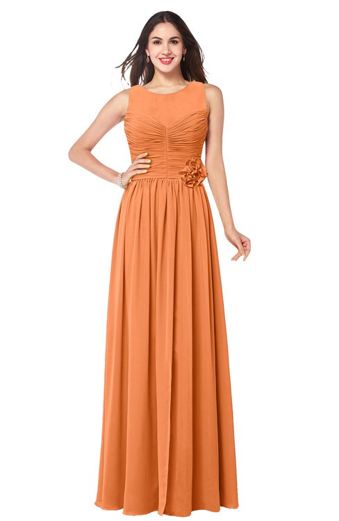 ColsBM Carla Mango Romantic Jewel Zipper Chiffon Pleated Plus Size Bridesmaid Dresses