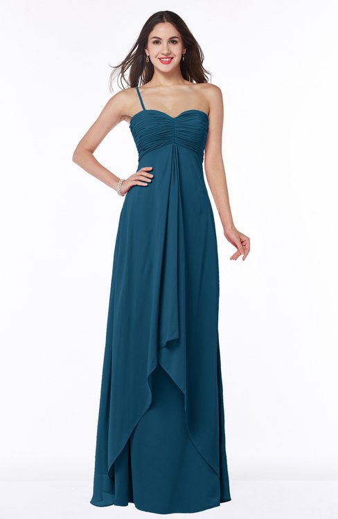 ColsBM Azalea Moroccan Blue Sexy A-line Spaghetti Zipper Pleated Plus Size Bridesmaid Dresses