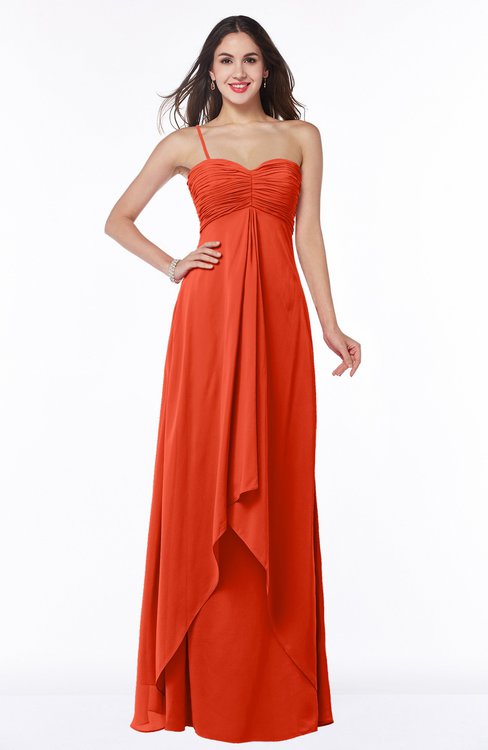 ColsBM Azalea Persimmon Sexy A-line Spaghetti Zipper Pleated Plus Size Bridesmaid Dresses