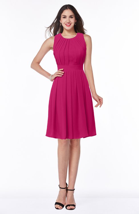 ColsBM Daphne Beetroot Purple Elegant A-line Jewel Half Backless Chiffon Knee Length Prom Dresses