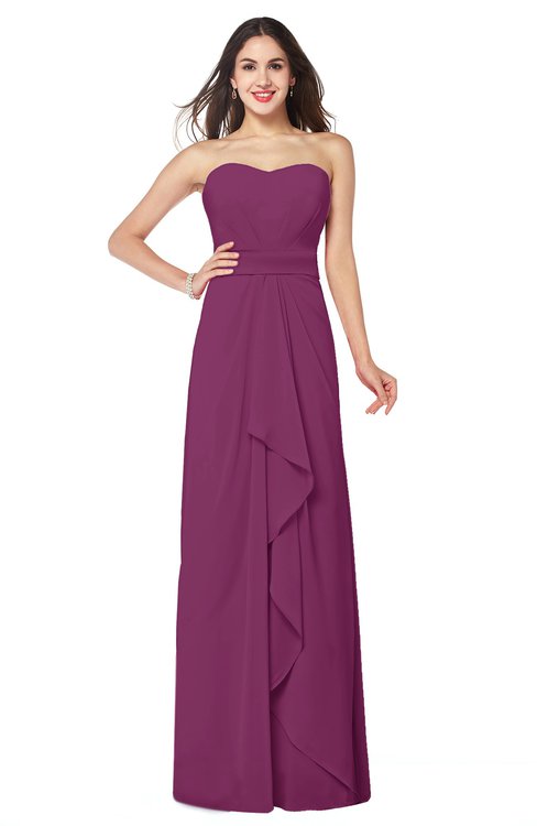ColsBM Angelina Raspberry Cute A-line Sleeveless Zip up Chiffon Sash Plus Size Bridesmaid Dresses