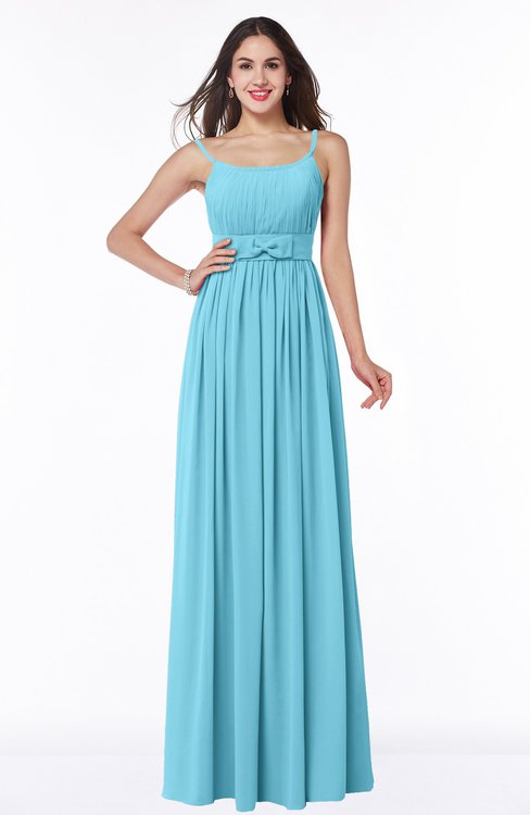 ColsBM Shanon Light Blue Modern A-line Spaghetti Sleeveless Chiffon Plus Size Bridesmaid Dresses
