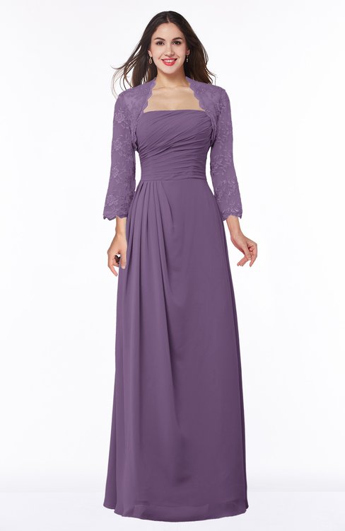 ColsBM Camila Chinese Violet Modest Strapless Zip up Floor Length Lace Mother of the Bride Dresses