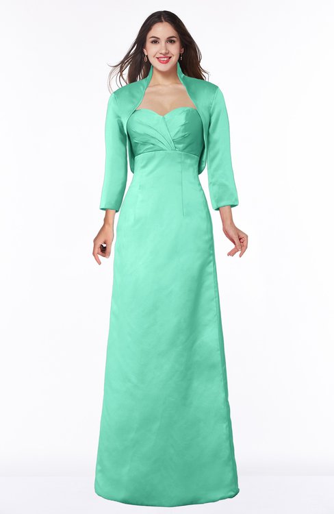Maid Of Honor Dresses Mint Green color Satin Modest, Matron Bridesmaid Gowns  - ColorsBridesmaid