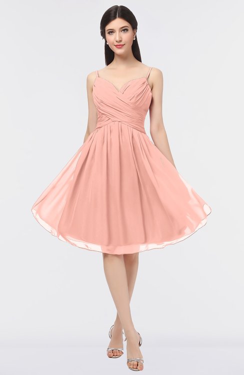 Bridesmaid Dresses Peach color Short ...