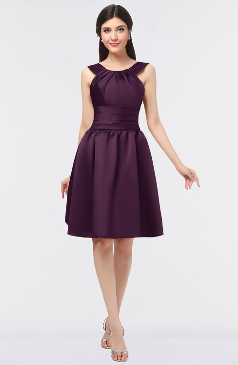 ColsBM Leila Plum Mature A-line Scoop Sleeveless Ruching Bridesmaid Dresses