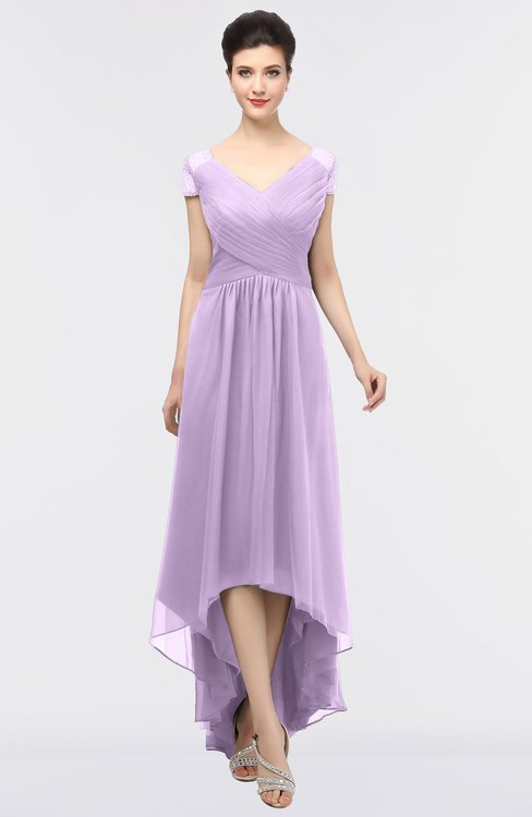ColsBM Juliana Lavendula Elegant V-neck Short Sleeve Zip up Appliques Bridesmaid Dresses