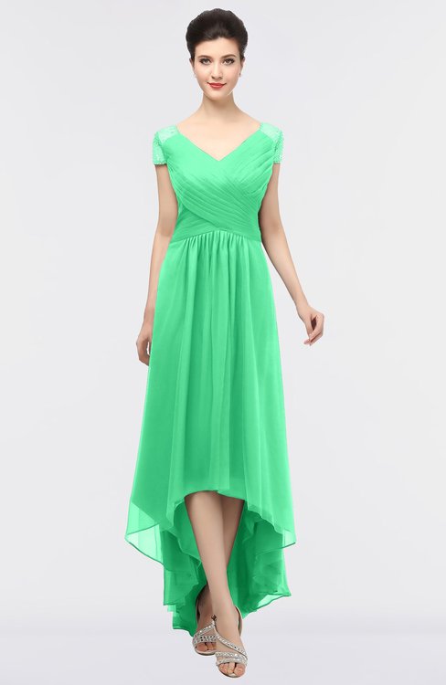ColsBM Juliana Spring Bud Elegant V-neck Short Sleeve Zip up Appliques Bridesmaid Dresses