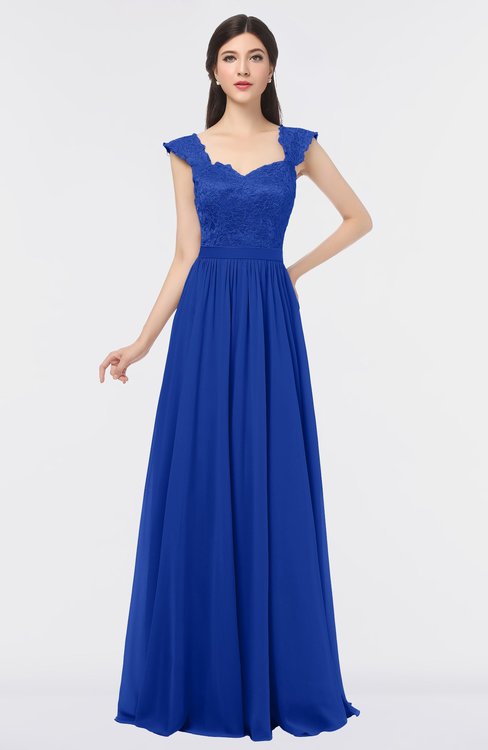 ColsBM Heidi Dazzling Blue Elegant A-line Square Sleeveless Lace Bridesmaid Dresses