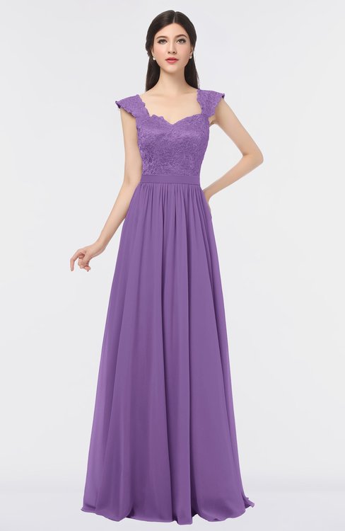 ColsBM Heidi Hyacinth Elegant A-line Square Sleeveless Lace Bridesmaid Dresses
