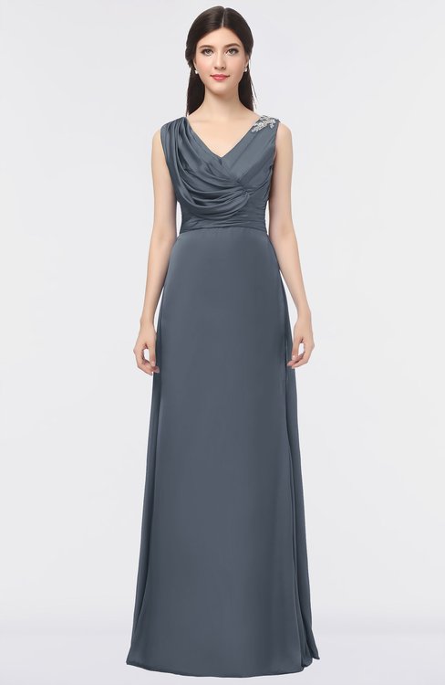 bridesmaid dresses charcoal Primavera Couture 13132 - Long Column Dress - Sleeveless, Bead Embellished, Seams, Back Zipper Closure, Full Back, Train 20 / Charcoal main image 1
