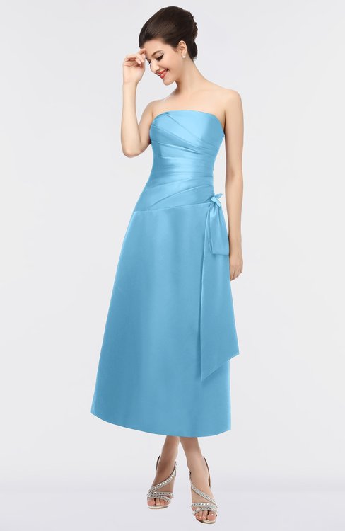 ColsBM Isabella Alaskan Blue Elegant A-line Bateau Sleeveless Zip up Ruching Evening Dresses