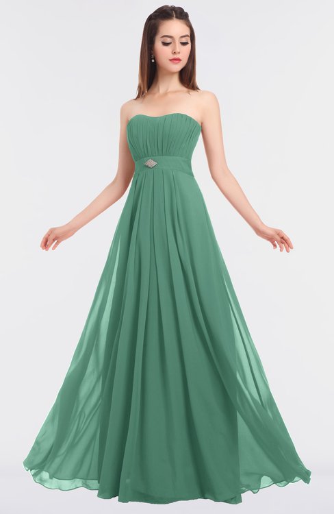 ColsBM Claire Beryl Green Elegant A-line Strapless Sleeveless Appliques Bridesmaid Dresses