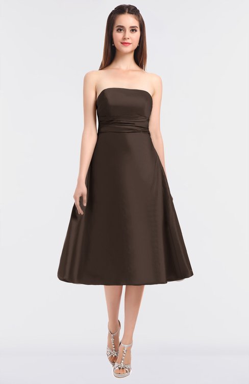ColsBM Stacy Chestnut Brown Elegant Ball Gown Bateau Sleeveless Zip up Ruching Bridesmaid Dresses