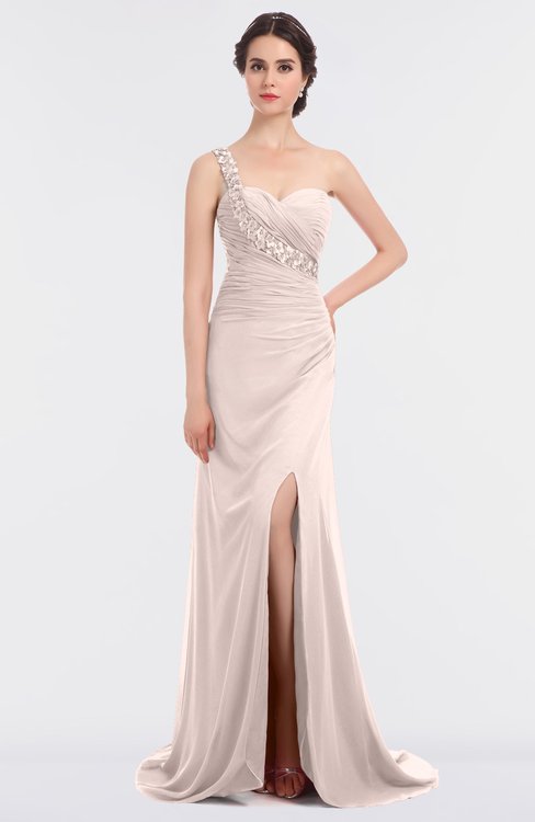 ColsBM Selah Silver Peony Sexy Sheath Asymmetric Neckline Sleeveless Sweep Train Beaded Bridesmaid Dresses