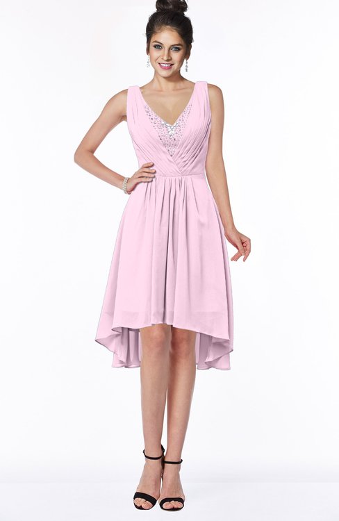 ColsBM Monica Fairy Tale Traditional A-line V-neck Half Backless Chiffon Hi-Lo Bridesmaid Dresses
