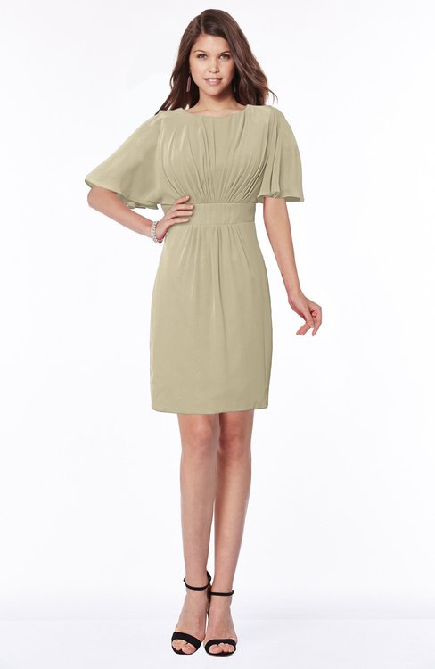 ColsBM Talia Candied Ginger Luxury A-line Short Sleeve Zip up Chiffon Pleated Bridesmaid Dresses