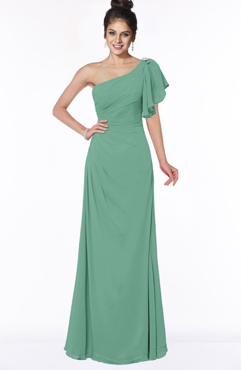 ColsBM Naomi Bristol Blue Glamorous A-line Short Sleeve Half Backless Chiffon Floor Length Bridesmaid Dresses