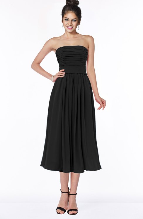 Tevolio Sizes 12 Black Removable Strap Tea Length Evening Dress  Bridesmaid 