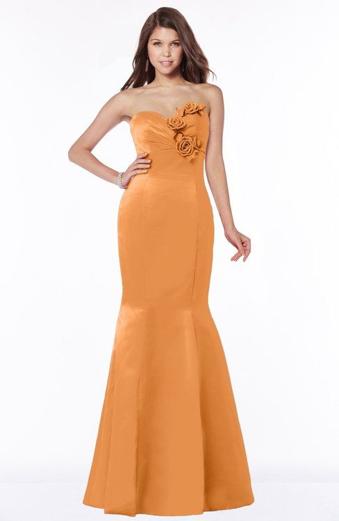 ColsBM Linda Mango Glamorous Fishtail Sweetheart Half Backless Satin Flower Bridesmaid Dresses