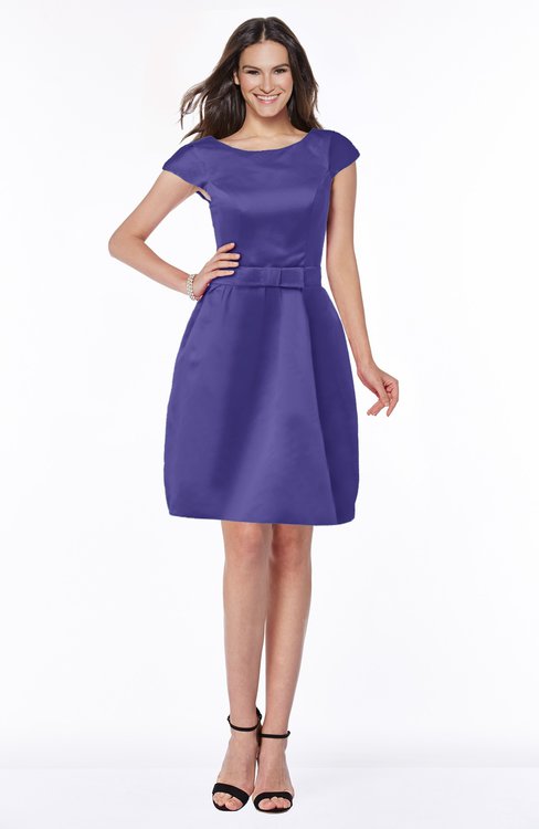 ColsBM Noor Purple Modest Scoop Short Sleeve Zip up Satin Plainness Bridesmaid Dresses