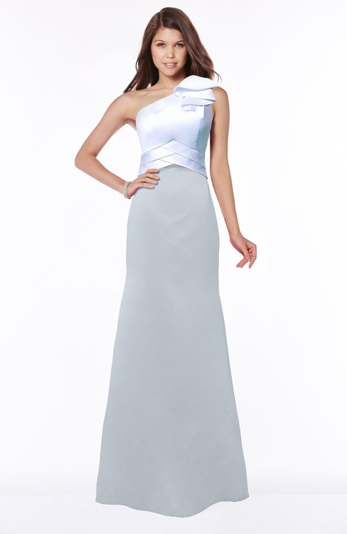 blue dress for baby girl Silver One-Shoulder Satin Midi Dress – trinarosh