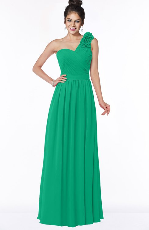 ColsBM Elisa Pepper Green Simple A-line One Shoulder Half Backless Chiffon Flower Bridesmaid Dresses