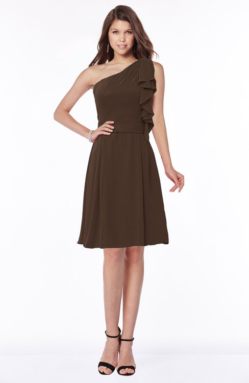ColsBM Braylee Copper Mature Sleeveless Zip up Chiffon Knee Length Bridesmaid Dresses