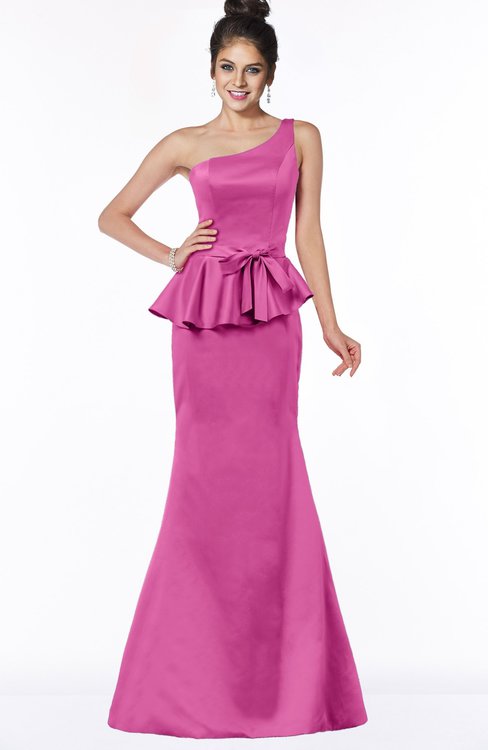 ColsBM Brittany Hot Pink Elegant Mermaid Sleeveless Satin Floor Length Bridesmaid Dresses