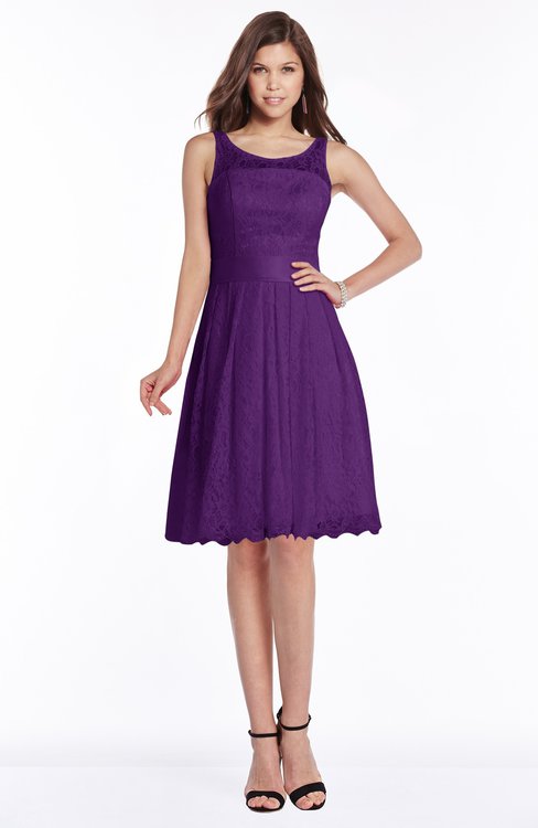Amaranth Purple Elegant A-line Scoop Sleeveless Lace Bridesmaid Dresses ...