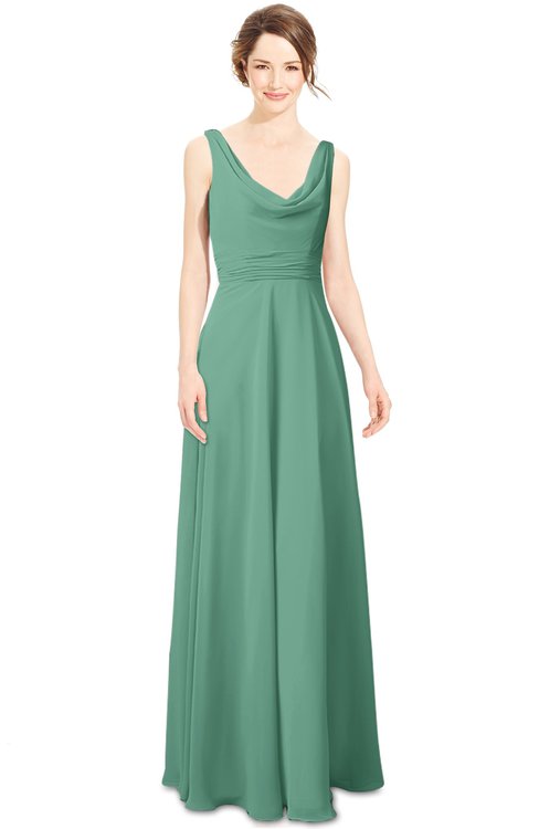 ColsBM Alia Beryl Green Modest A-line V-neck Sleeveless Zip up Plainness Bridesmaid Dresses