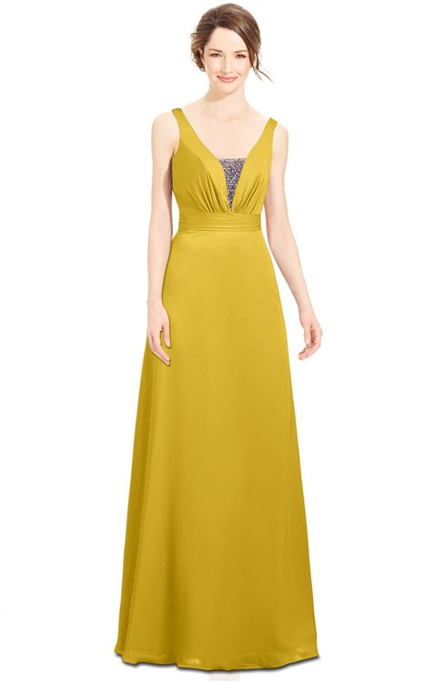 ColsBM Alexa Lemon Curry Gorgeous Trumpet Sleeveless Chiffon Beaded Bridesmaid Dresses