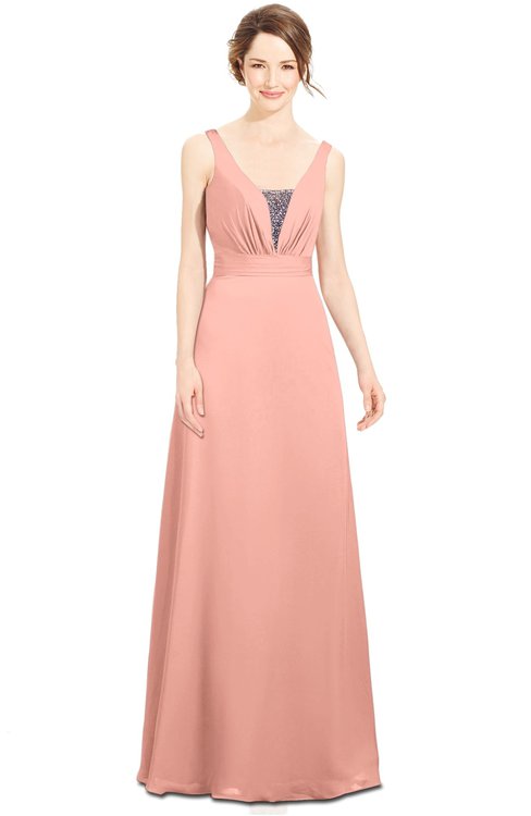 ColsBM Alexa Peach Gorgeous Trumpet Sleeveless Chiffon Beaded Bridesmaid Dresses