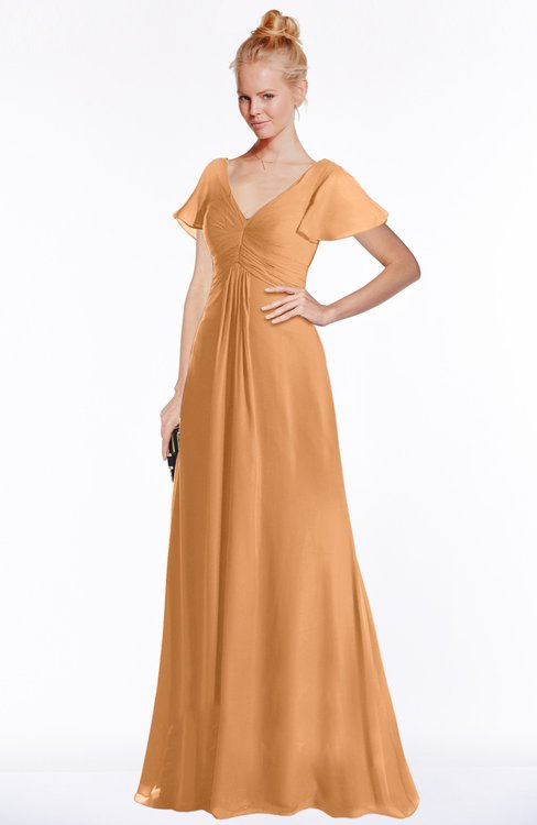 ColsBM Ellen Pheasant Modern A-line V-neck Short Sleeve Zip up Floor Length Bridesmaid Dresses