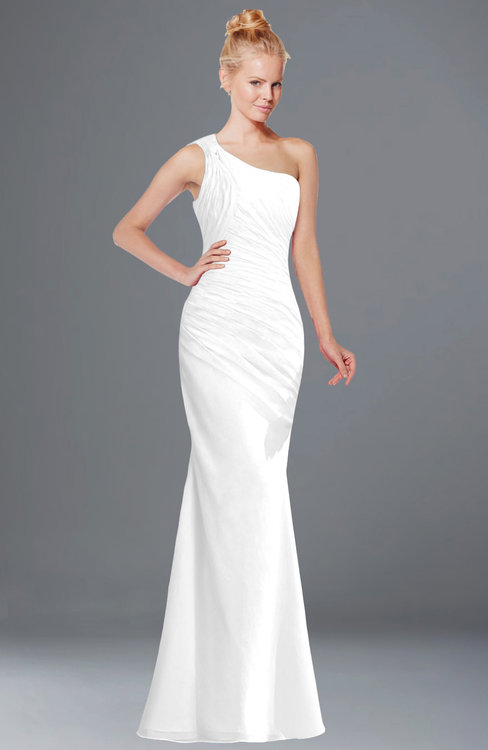 ColsBM Michelle White Simple A-line Sleeveless Chiffon Floor Length Bridesmaid Dresses