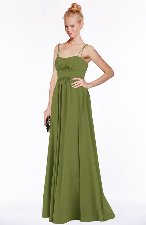 ColsBM Shelby Olive Green Glamorous Empire Sleeveless Chiffon Ruching Bridesmaid Dresses