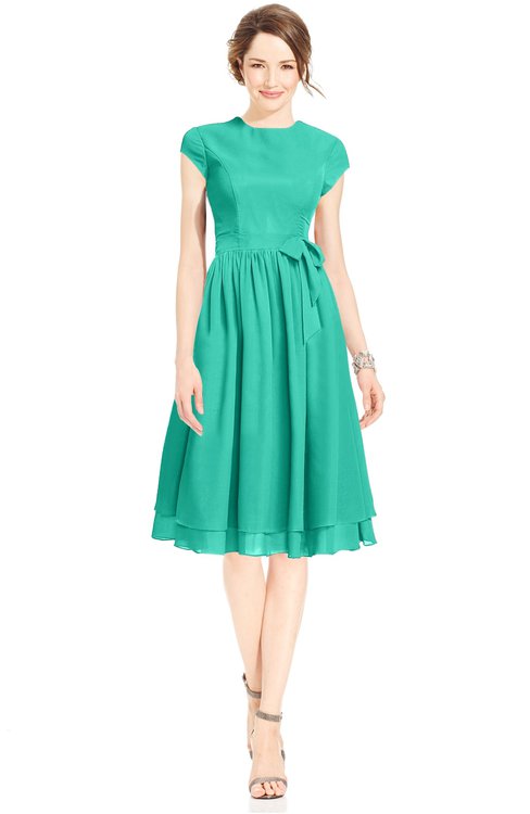 ColsBM Jane Ceramic Mature Fit-n-Flare High Neck Zip up Chiffon Bridesmaid Dresses