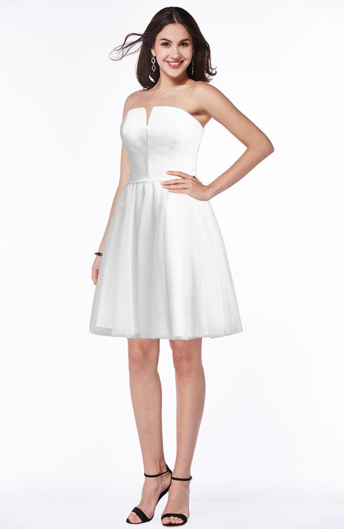 ColsBM Kairi White Plain A-line Sleeveless Zip up Chiffon30 Mini Bridesmaid Dresses