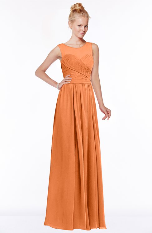 ColsBM Kyra Mango Glamorous A-line Jewel Sleeveless Chiffon30 Ruching Bridesmaid Dresses