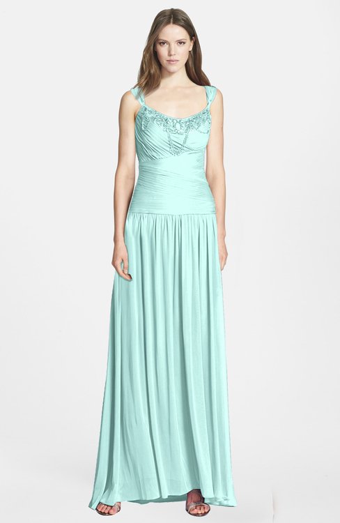 Chiffon Bridesmaid Dresses Fair Aqua color Thick Straps Summer Plus Size  Rectangle Gorgeous & Chiffon Gowns - ColorsBridesmaid