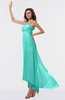 ColsBM Libby Blue Turquoise Romantic Empire Chiffon Tea Length Ruffles Bridesmaid Dresses