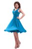 ColsBM Marina Cornflower Blue Informal Zipper Chiffon Knee Length Sequin Bridesmaid Dresses