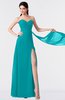 ColsBM Vivian Teal Modern A-line Sleeveless Backless Split-Front Bridesmaid Dresses