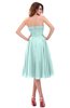 ColsBM Lena Blue Glass Plain Strapless Zip up Knee Length Pleated Prom Dresses