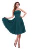 ColsBM Lena Blue Green Plain Strapless Zip up Knee Length Pleated Prom Dresses