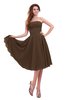 ColsBM Lena Chocolate Brown Plain Strapless Zip up Knee Length Pleated Prom Dresses