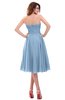 ColsBM Lena Dusty Blue Plain Strapless Zip up Knee Length Pleated Prom Dresses