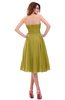 ColsBM Lena Golden Olive Plain Strapless Zip up Knee Length Pleated Prom Dresses