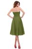 ColsBM Lena Olive Green Plain Strapless Zip up Knee Length Pleated Prom Dresses