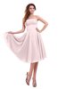 ColsBM Lena Petal Pink Plain Strapless Zip up Knee Length Pleated Prom Dresses
